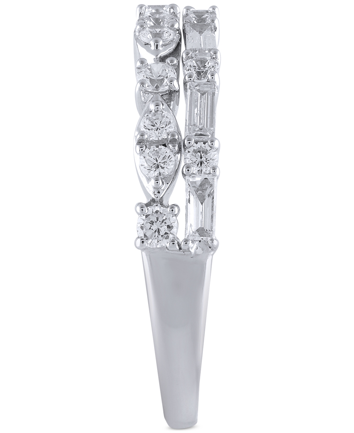 Macy's Diamond Double-row Band (3/4 Ct. T.w.) In 14k White Gold In White Gold