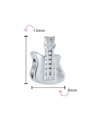 Electric Guitar Charm Bead Music Students in Oxidized Sterling Silver