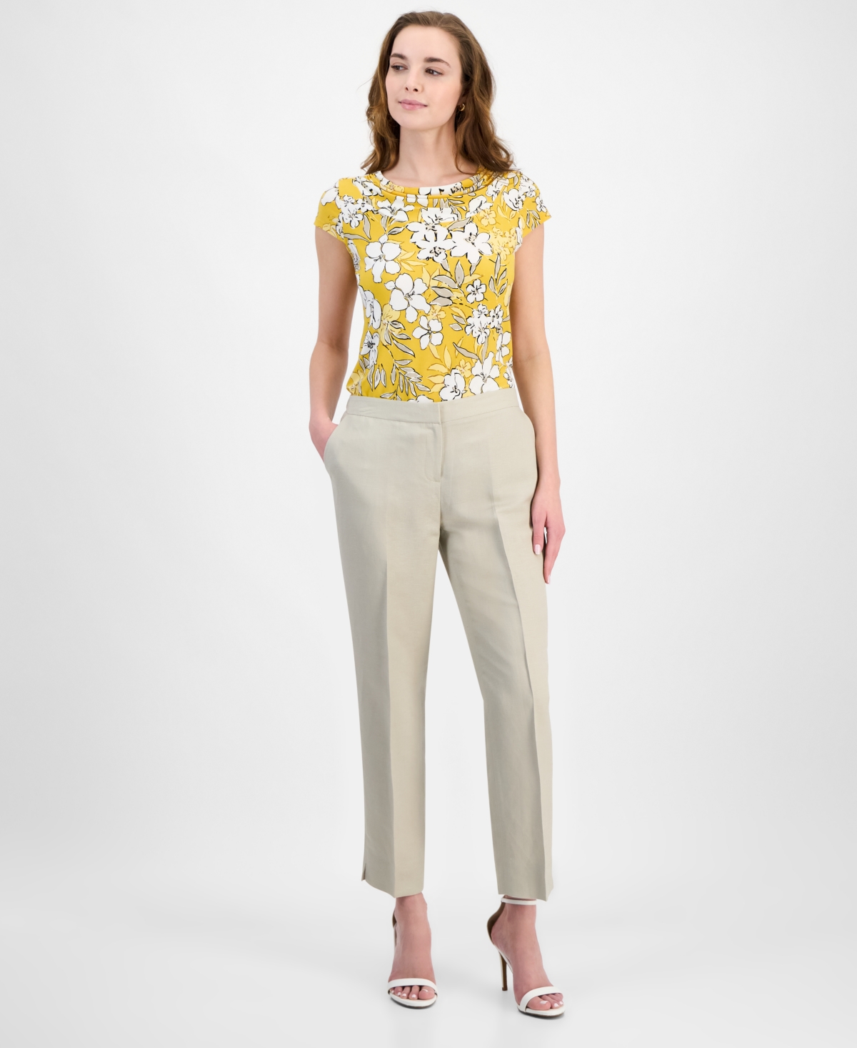 Women's Mid-Rise Straight-Leg Ankle Pants, Regular & Petite - Summer Straw
