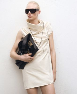 Women's Draped Collar Cotton Dress