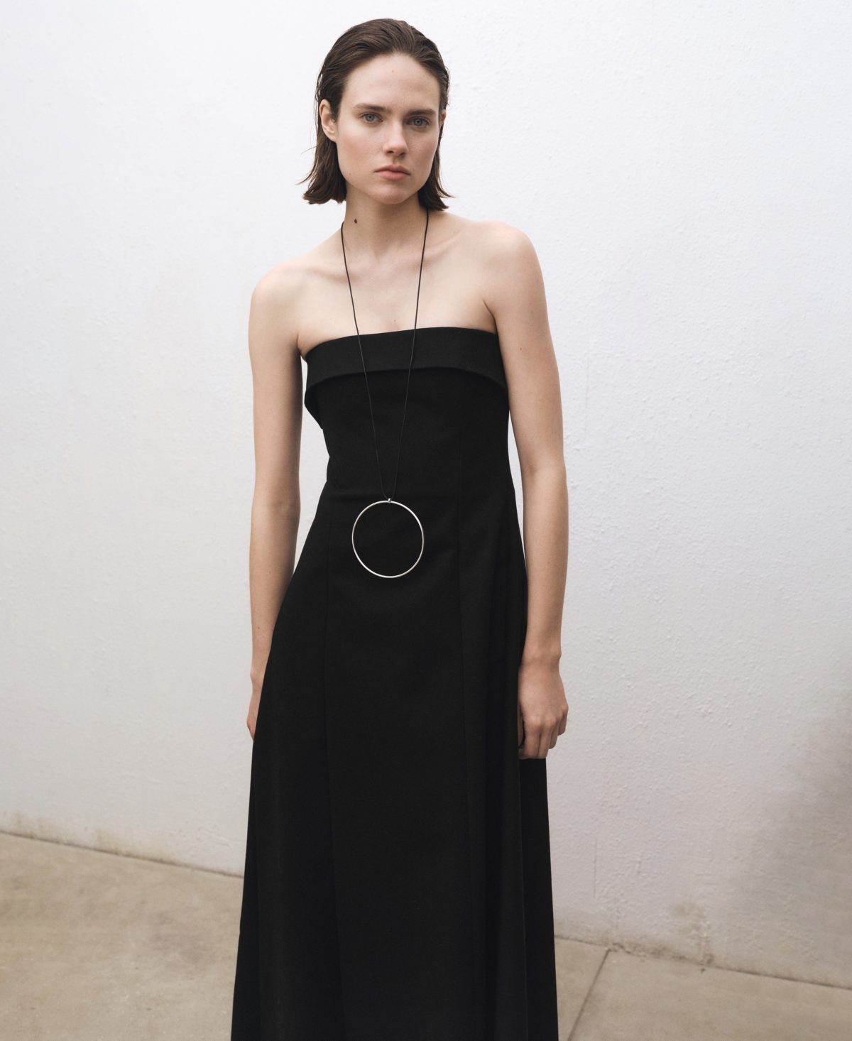 Shop Mango Women's Strapless Flared Dress In Black