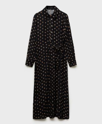 chinese dress ladies MANGO. Long beige polka dot dress. Size XS  Hibuy market