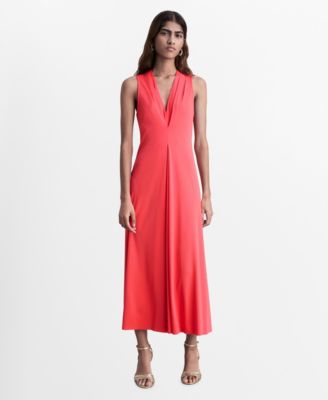 MANGO - Women's V-Neck Knitted Dress