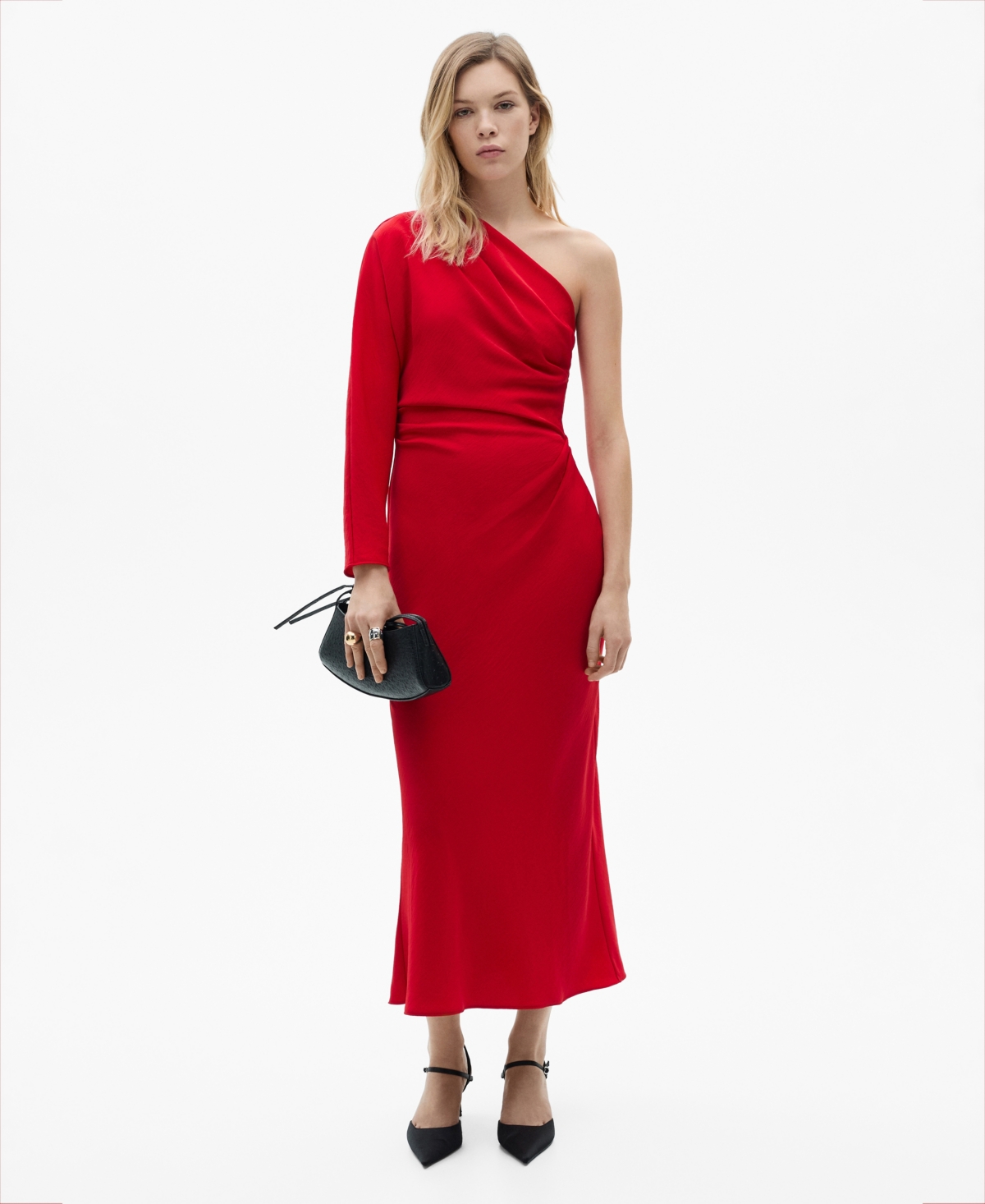 MANGO WOMEN'S ASYMMETRIC DRAPED GOWN 