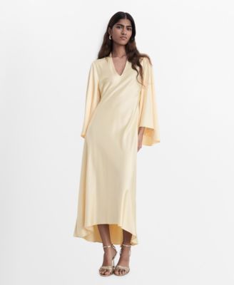 MANGO - Women's Flared Sleeves V-Neck Dress