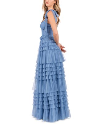 Juniors' Corset Ruffled Gown 