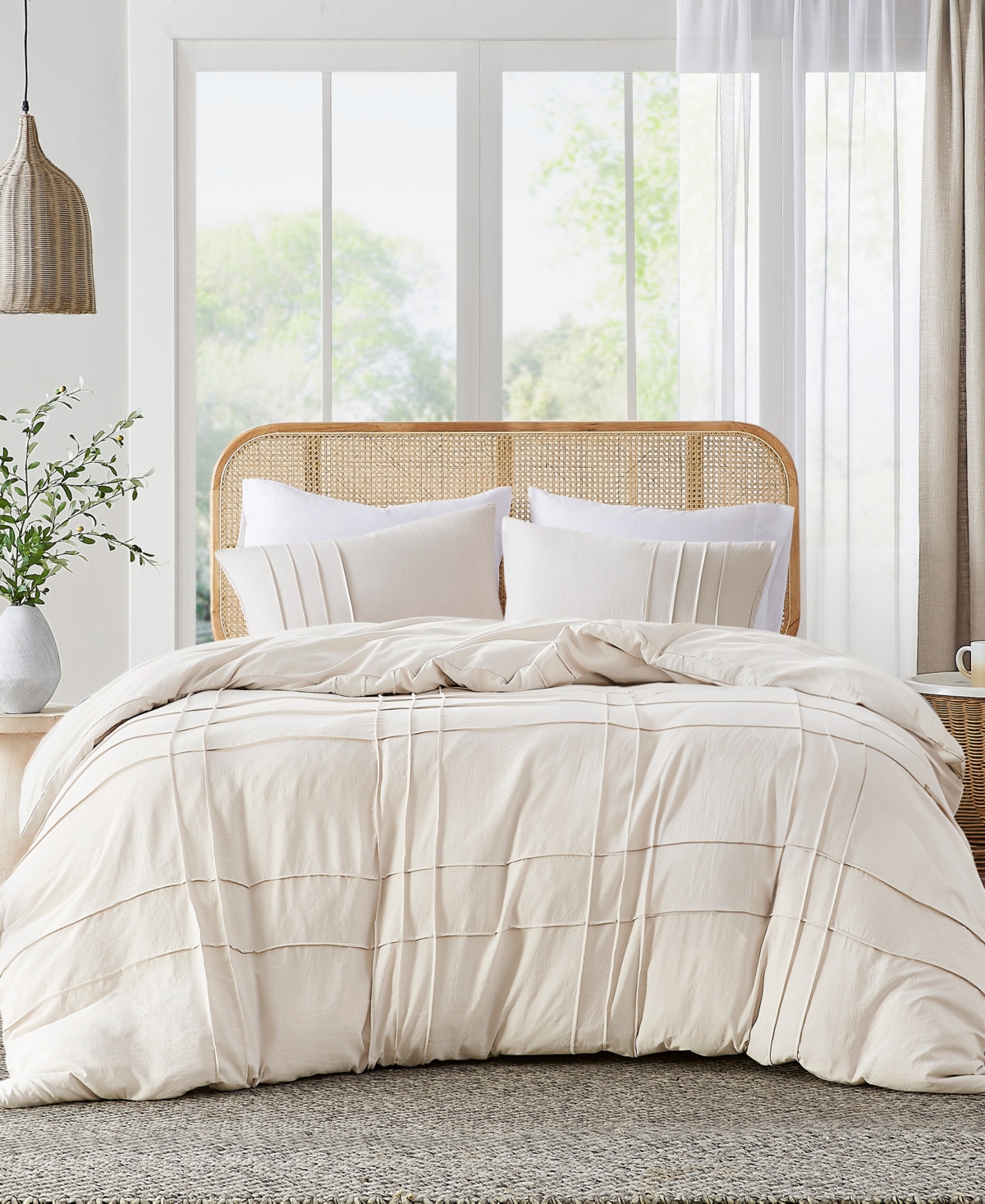 510 Design Porter Pleated 3-pc. Duvet Cover Set, California King In Neutral