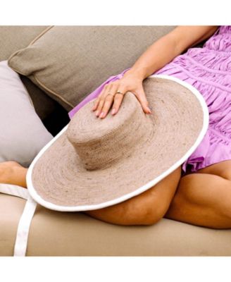 Lolo Wide-brim Jute Boater Hat in Natural Beige