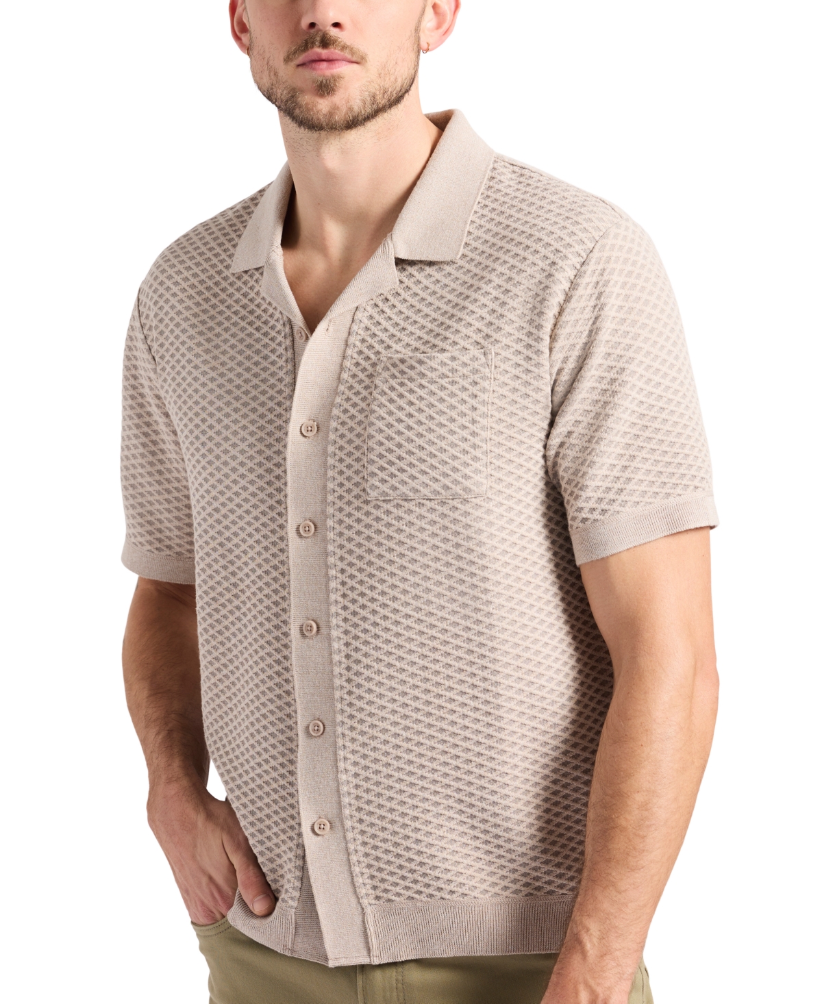 Buffalo David Bitton Men's Willow Relaxed Fit Short Sleeve Button-front Camp Shirt In Tuffet