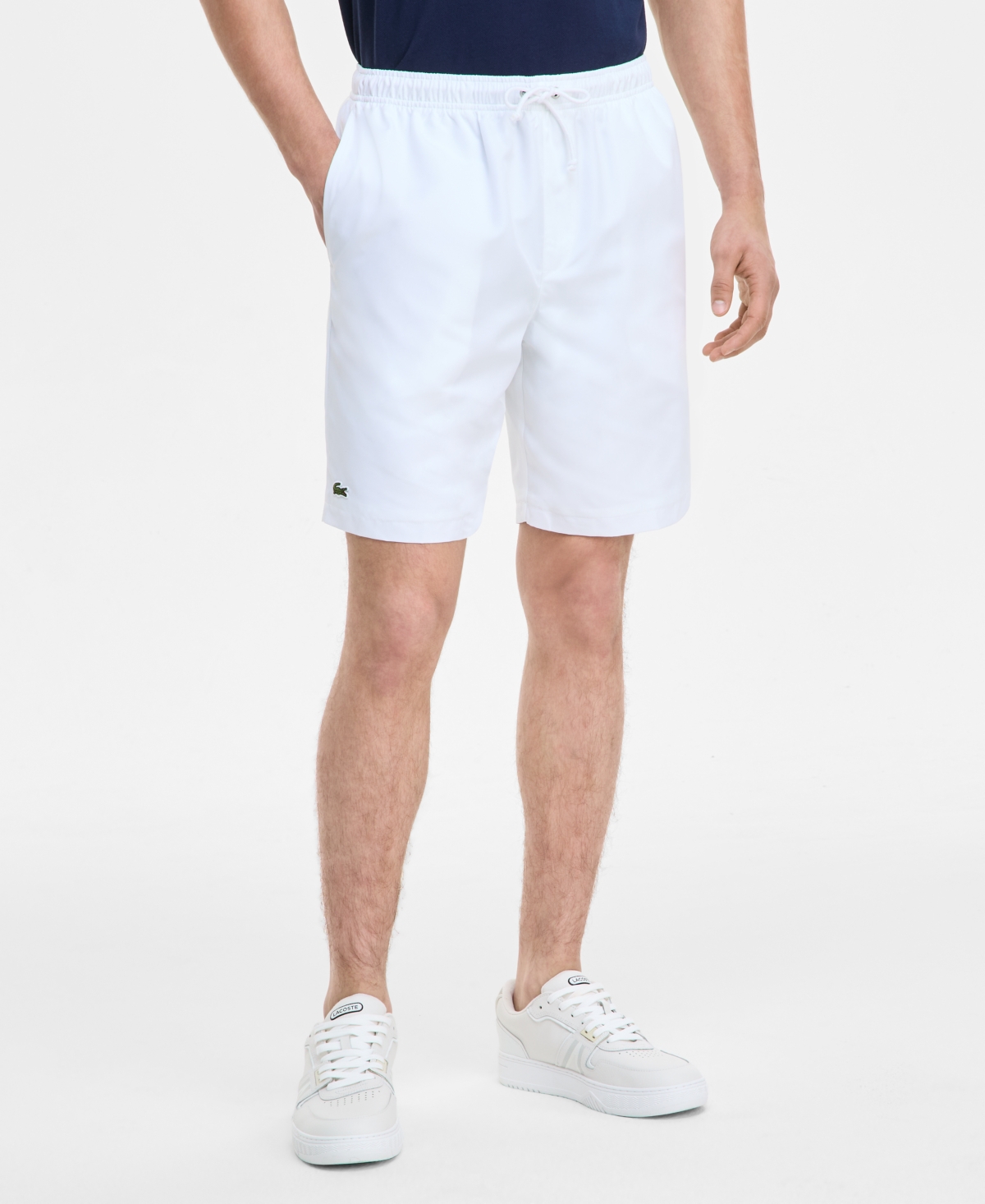 Lacoste Men's Diamante-print 8" Sport Drawstring Shorts In 001 - White