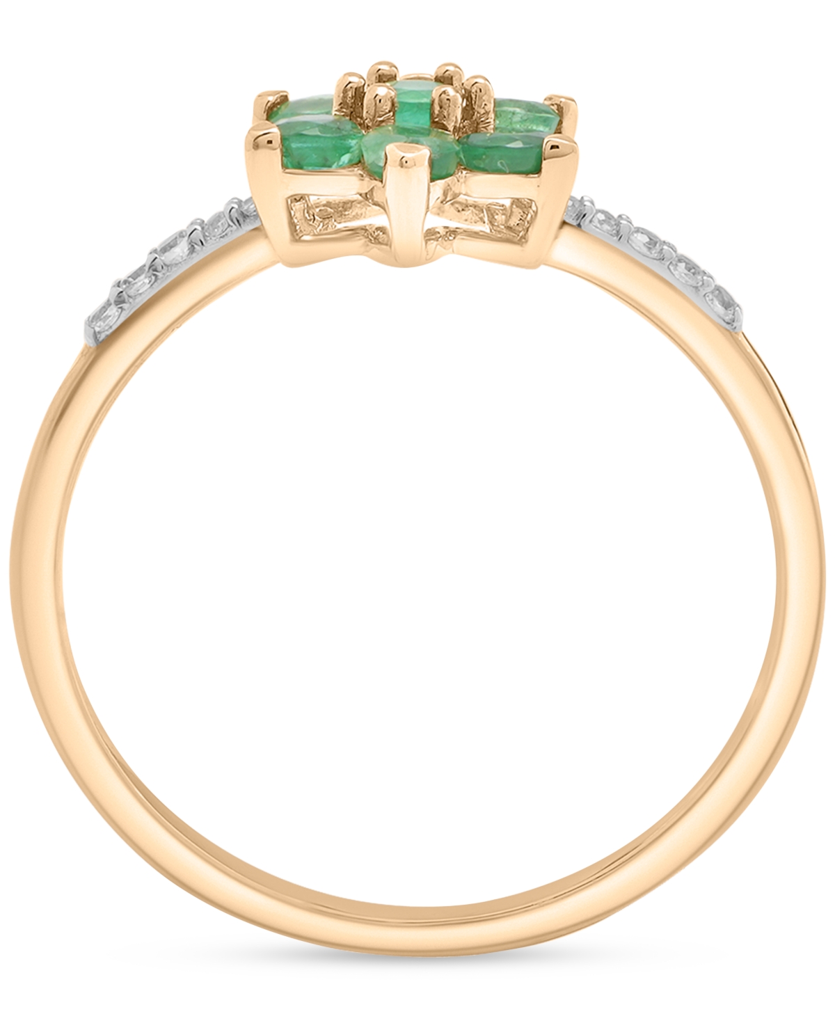 Emerald (1/2 ct. t.w.) & Diamond (1/20 ct. t.w.) Flower Ring in 14K Gold over Sterling Silver