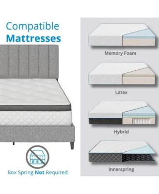 Leah Linen Upholstered Platform Bed Frame with Adjustable Headboard - 13 slat support