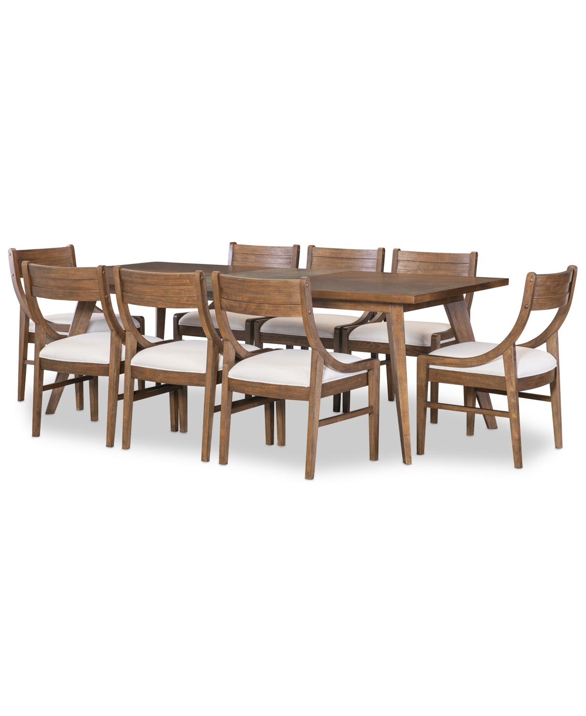 Macy's Greystone Ii 9-pc. Dining Set (rectangular Table & 8 Side Chairs) In Brown