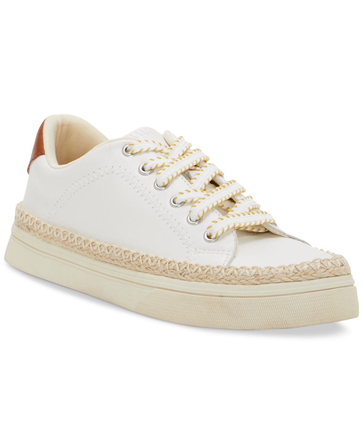 Shop Lucky Brand Women's Cheynas Whipstitch Lace-up Sneakers In Off White,rhondite Leather