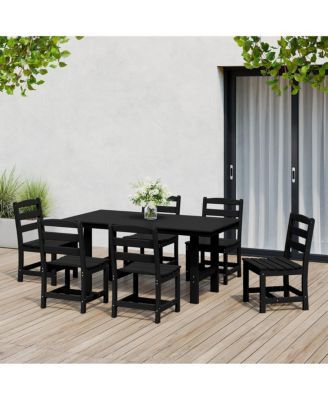 7-Piece HDPE Outdoor Rectangular Patio Dining Table Set with Side Chairs