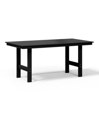 6-Piece Outdoor HDPE Patio Dining Table Set with Bench