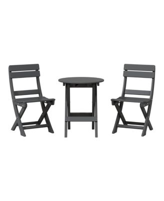 3-Piece Outdoor HDPE Folding Patio Bistro Table and Chairs