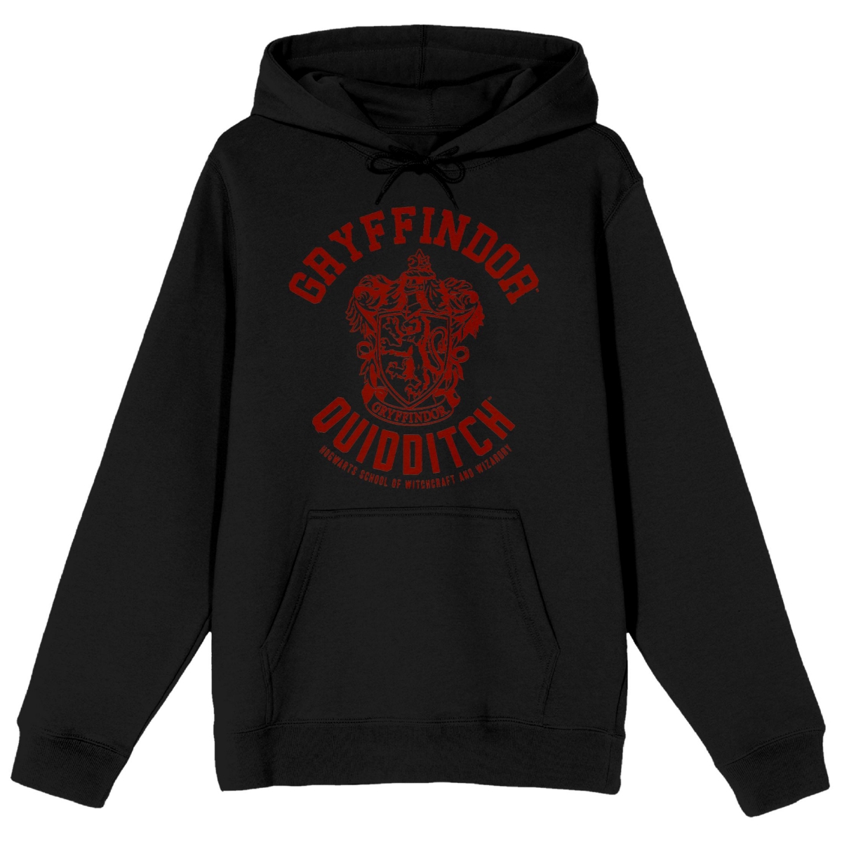 Big & Tall Gryffindor Quidditch Crest Long Sleeve Black Adult Hooded Sweatshirt-4XL - Black