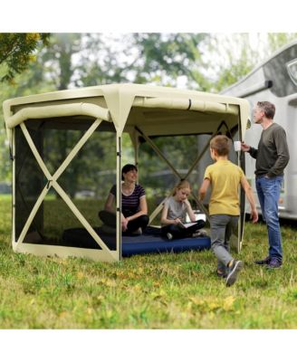 11ft Pop Up Gazebo Screen Tent with Removable Roof, Dark