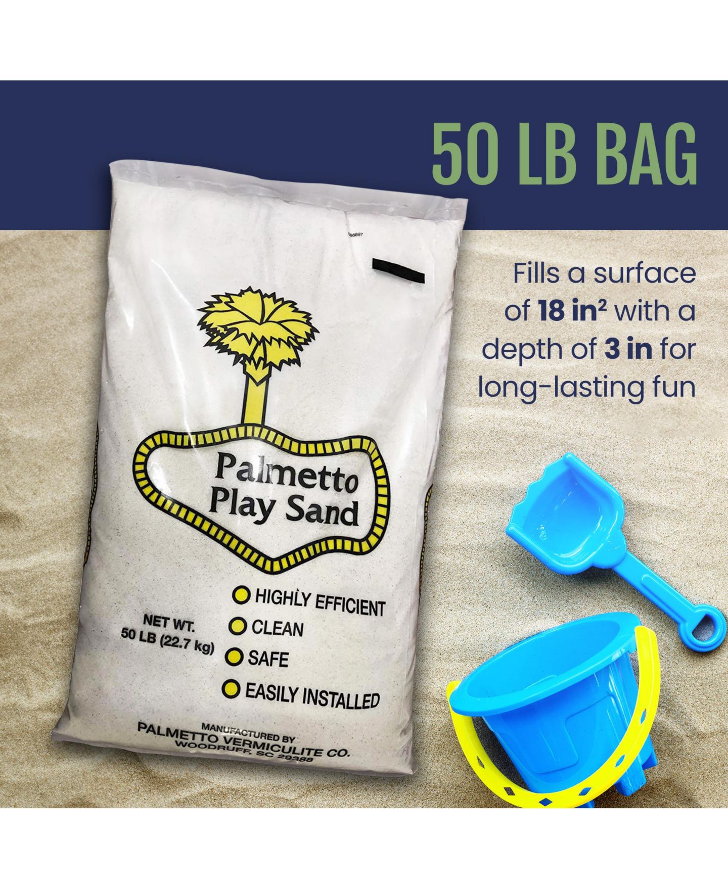 Детская игрушка Palmetto Natural Play Sand, 50 Lb, Ages 2+ — фото 2