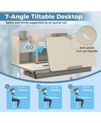 Height Adjustable Kids Study Desk with Tilt Desktop for 3-12 Years Old