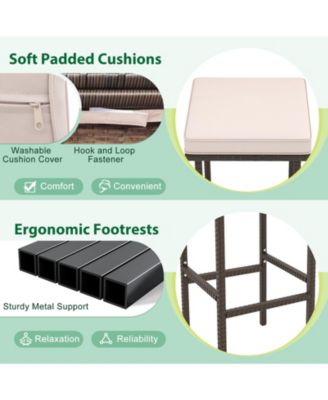 3 Pcs Patio Bar Set with Tempered Glass Tabletop