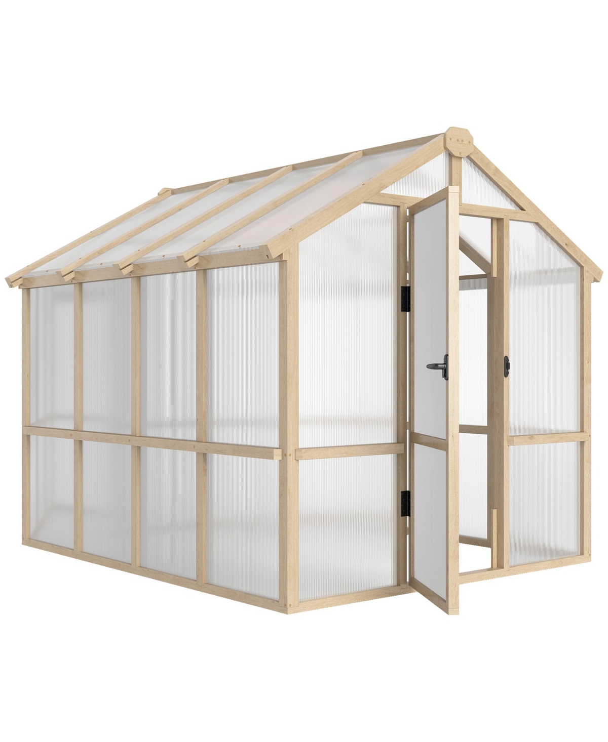 6.6 x 8 ft. Polycarbonate house Wooden Walk-in house Kit - Brown