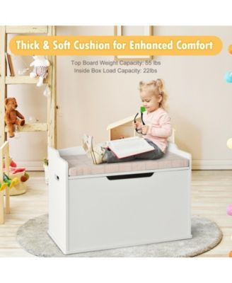 Kids Toy Wooden Flip-top Storage Box Chest Bench with Cushion Hinge