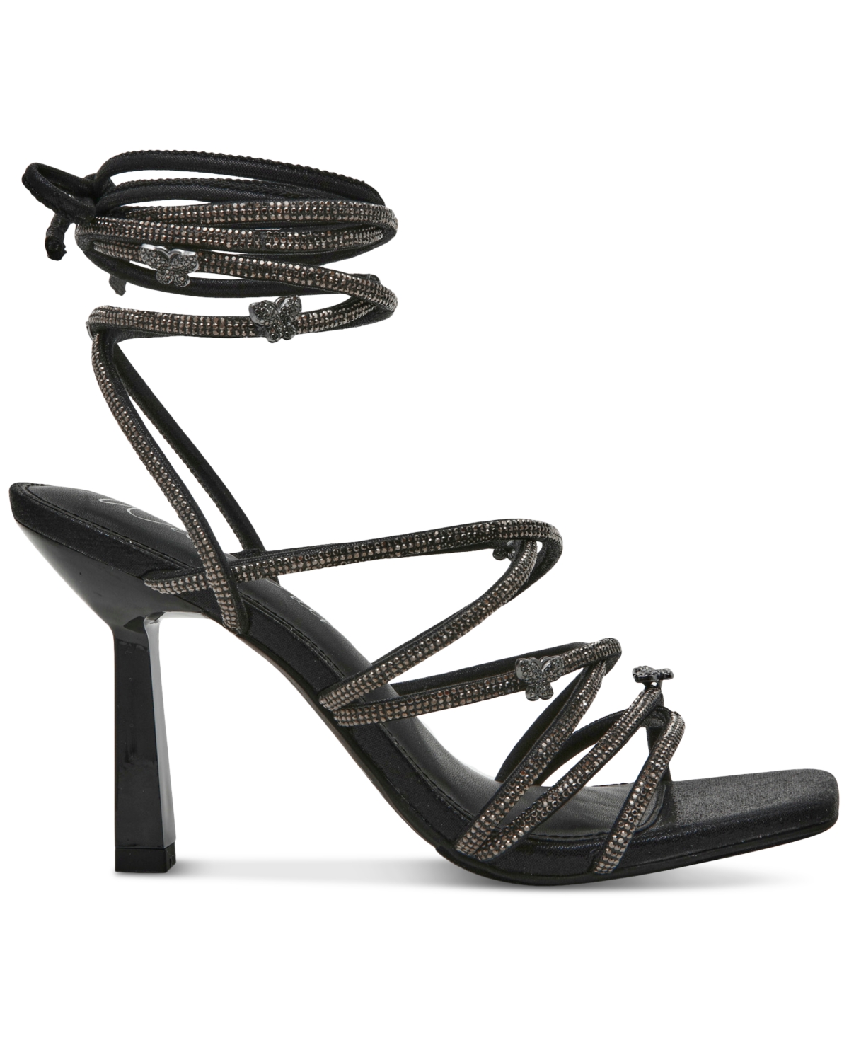 Shop Wild Pair Eross Lace-up Dress Sandals, Created For Macy's In Black Bling