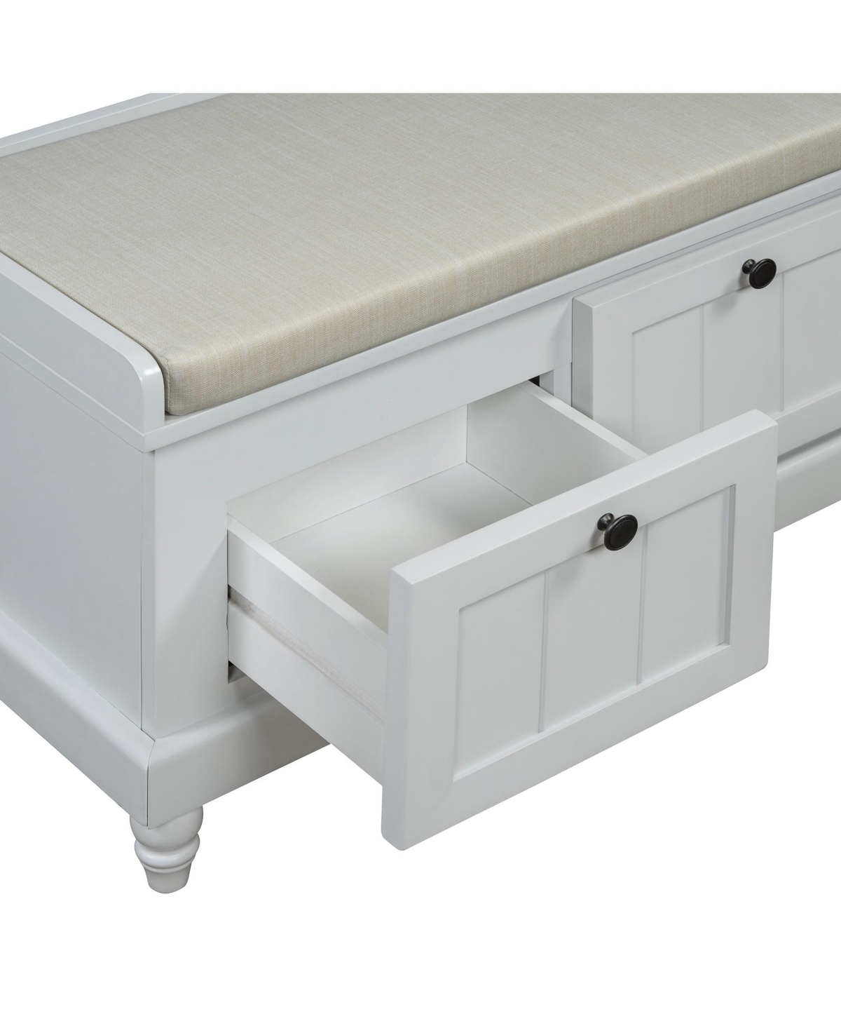 Streamdale Classic Storage Bench with Cushioned Seat and Three Drawers for Entryway and Living Room (Light Gray)
