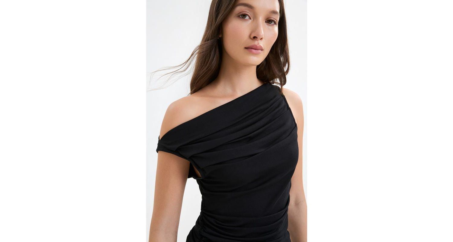 Women's Cooper Sleeveless Gathered Convertible Boat-Neck Jersey Top
