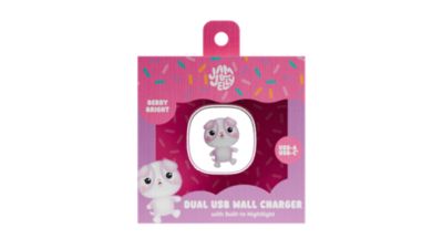 Dual Port USB Wall Charger with Multicolor Nightlight, 5 Bright Colors, Touch Sensor Control