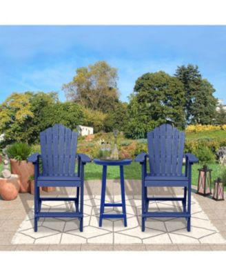 Tall Adirondack Chair with Bar Table Patio Chairs Outdoor Adirondack Barstool Outdoor Furniture Set Balcony Chairs for Lawn Backyard Garden, Blue