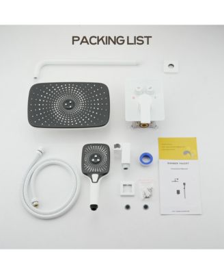 Wall-Mounted High-Pressure Shower System with Rain Shower Head and Temperature Display