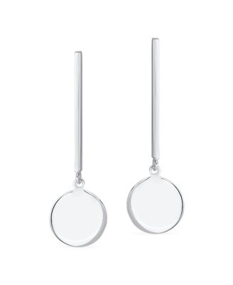 Simple Geometric Initials Monogram Dangle Earrings Sterling Silver Circle Bar