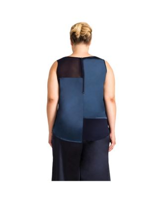 Plus Size Women's Sateen and Chiffon Sleeveless Shirt