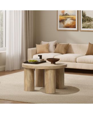 Manufactured Wood 4-Pillar Leg Round Coffee Table