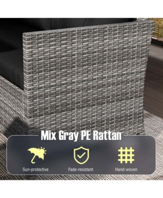 Set of 7 Dining Furniture Set PE Rattan Sectional Sofa Set Patio