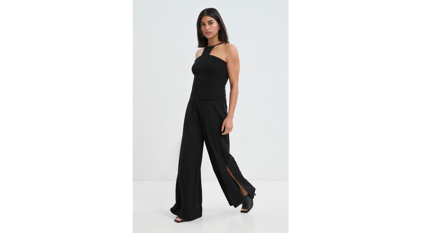 Женские брюки Marcella Lexington High-Waisted Wide-Leg Side-Slit Dress Pants, цвет: Чёрный — фото 2