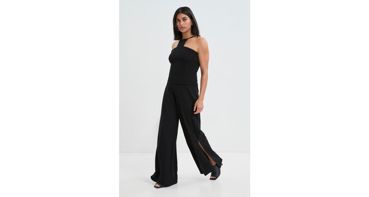 Women's Lexington High-Waisted Wide-Leg Side-Slit Dress Pants