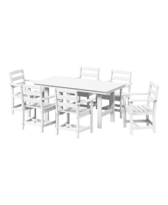 7-Piece HDPE Outdoor Rectangular Patio Dining Table Set