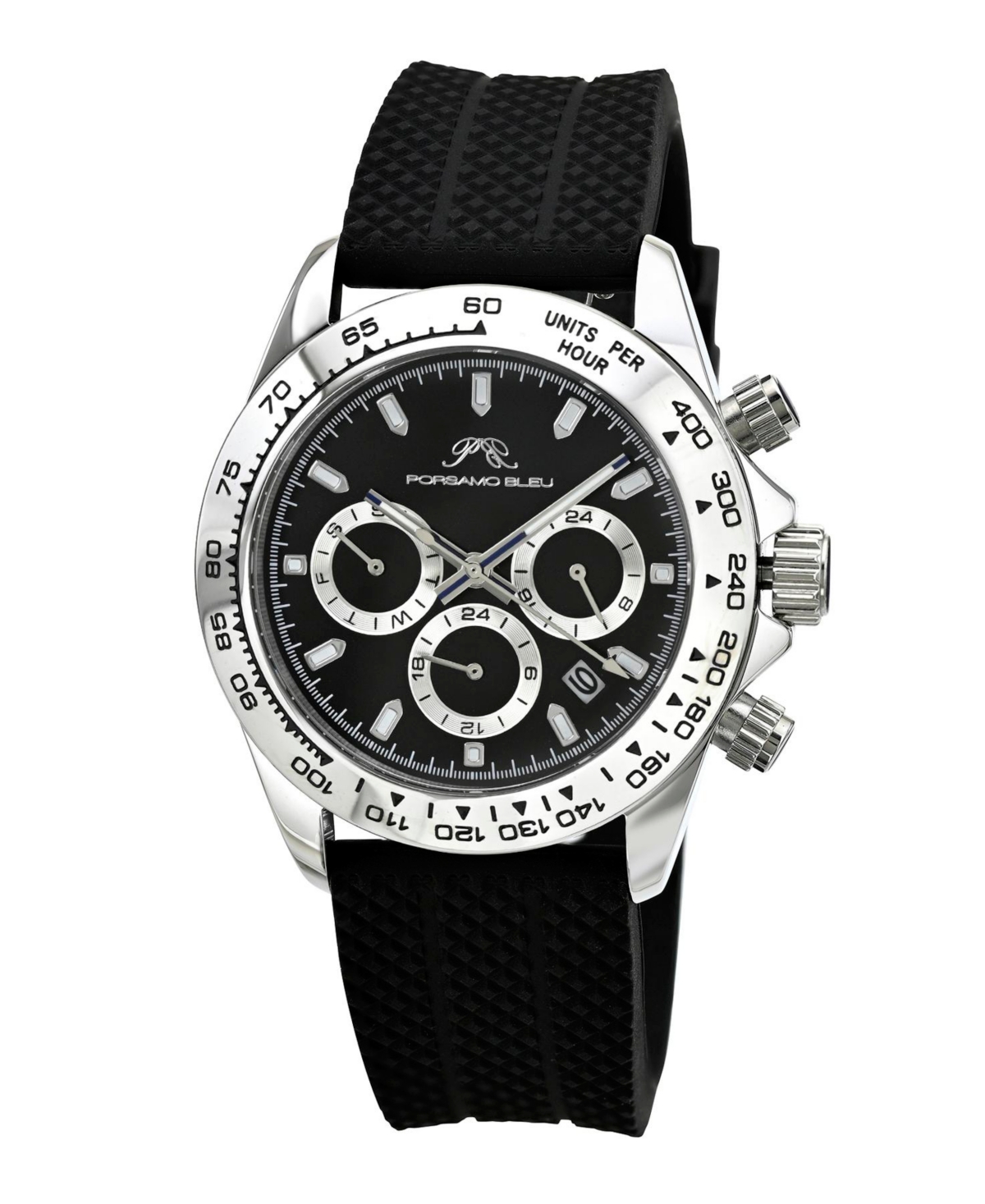 Preston Sport Silicone Silver Tone & Black Men's Watch 1037APRR - Silver and black