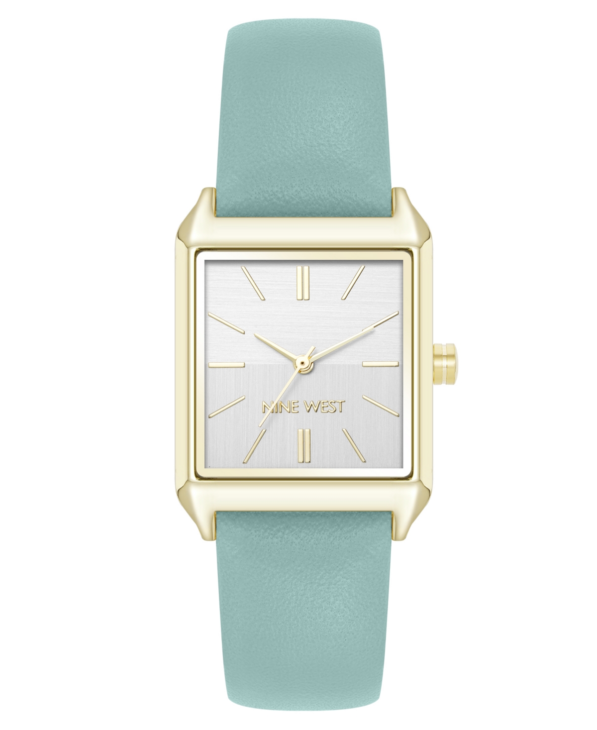 Women's Quartz Rectangular Gold-Tone and Mint Polyurethane Leather Band Watch, 29mm - Mint, Gold-Tone