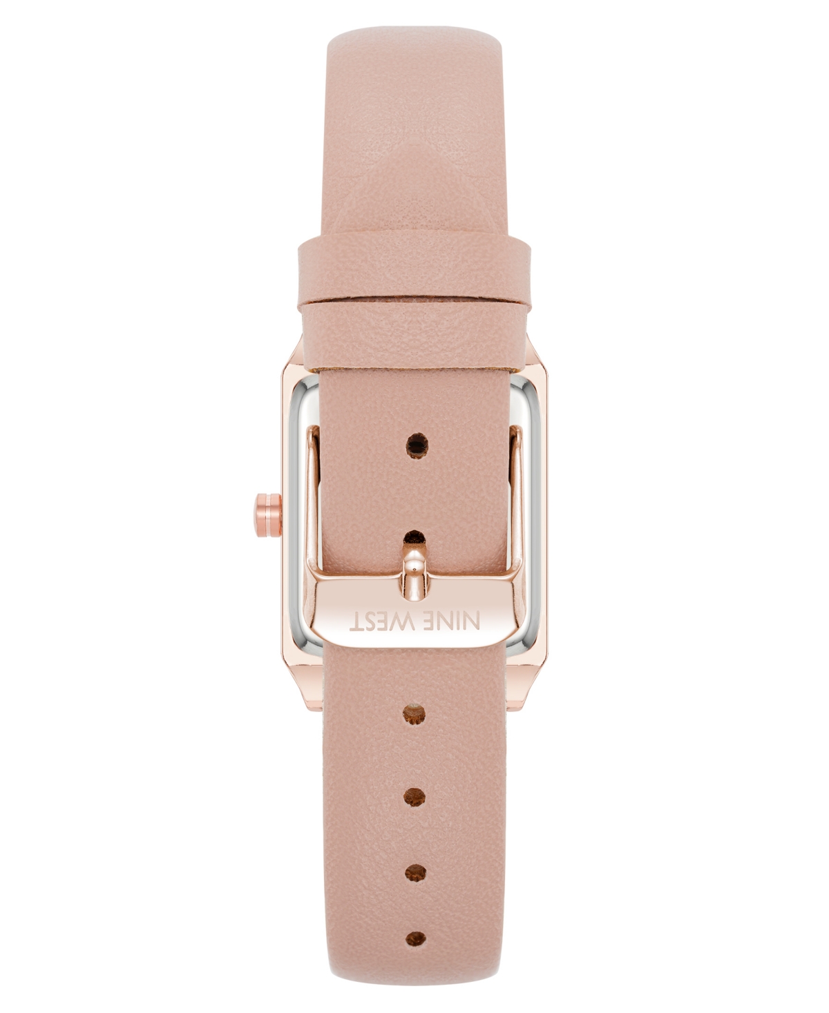 Nine West Women's Quartz Rectangular Rose Gold-tone And Pink Polyurethane Leather Band Watch, 29mm In Pink,rose Gold-tone