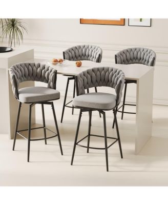   Set of 2  Upholstered, Metal Frame   26.3", 360° Swivel   Counter Height Stools