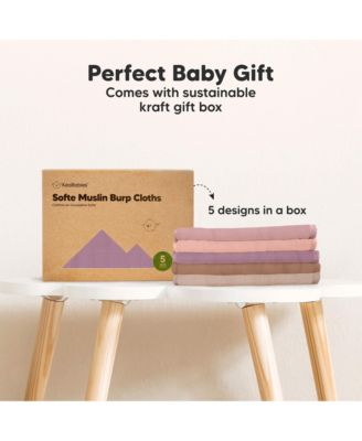 5pk Softe Muslin Burp Cloths for Baby Girls and Boys, Organic Burping Cloths for Babies, Baby Burp Clothes
