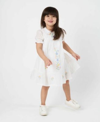 Little and Toddler Girls Cross Stitch Embroidered Dress