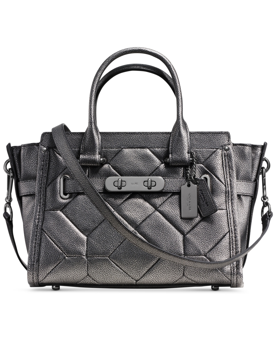 COACH SWAGGER 27 CARRYALL IN METALLIC PATCHWORK LEATHER   Handbags
