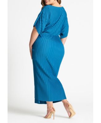 Women's Plus Size Draped Plisse Dress