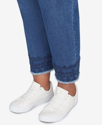 Plus Size Embroidered Extra Stretch Dark Denim Jeans